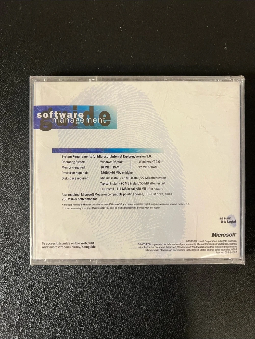Microsoft: Software Management Guide (CD-ROM) New Sealed